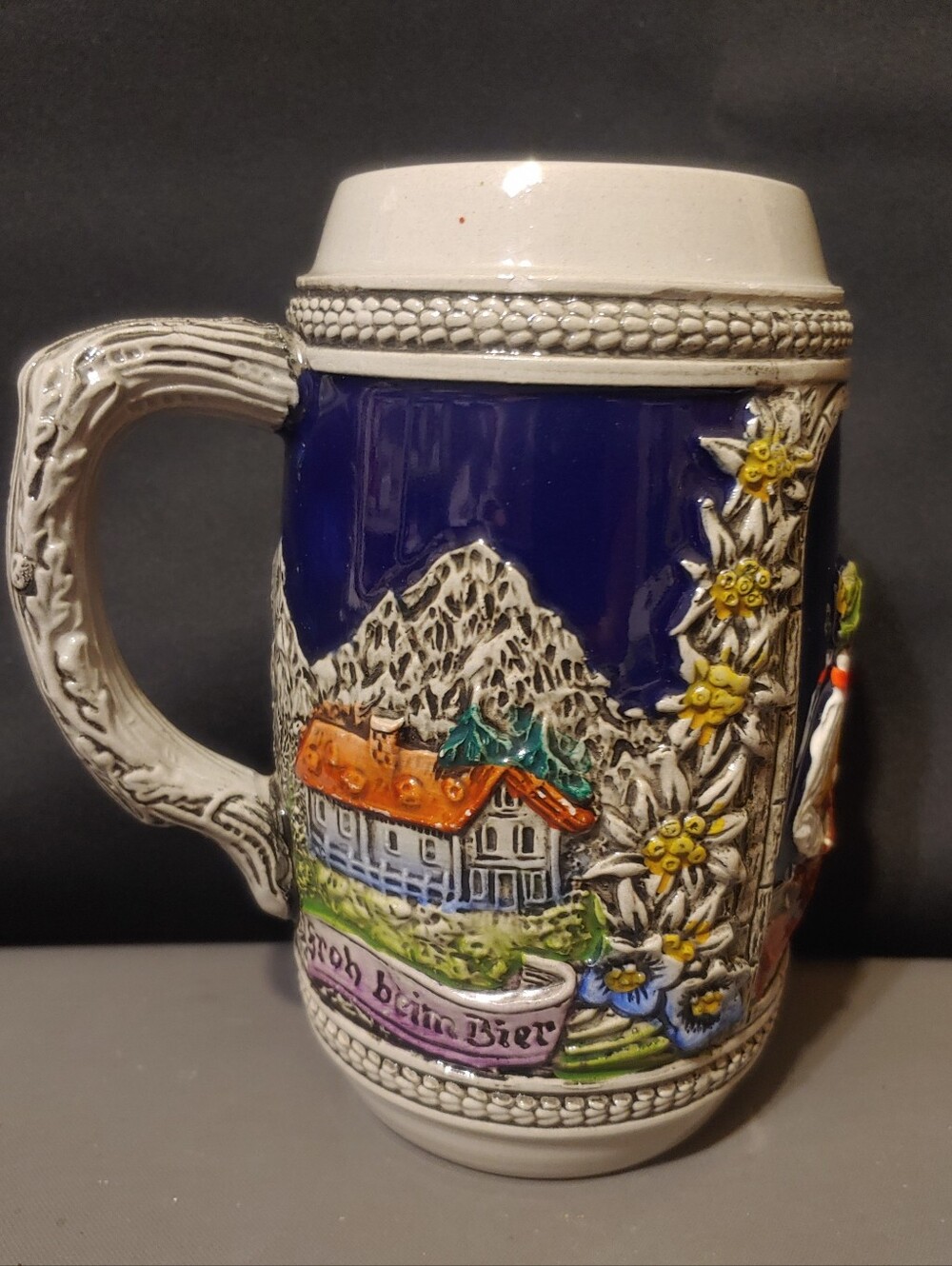 Vintage Gerz West Germany Ceramic Beer Stein Multi Colored (Das Lieben Wir)